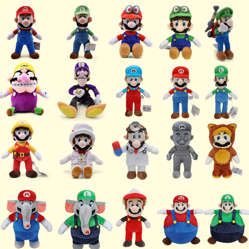22 รูปแบบ 17-41 ซม.Super Bros ตุ๊กตาตุ๊กตา Luigi Yoshi พีช Bowser JR เห็ด Peluche ตุ๊กตา Koopa Troopa อะนิเมะการ์ตูน Plushie ของเล่น