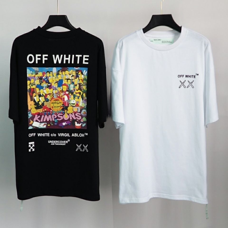 เสื้อยืดแขนสั้นพิมพ์ลาย Off White Sesame Street KAWS สําหรับผู้ชายและผู้หญิง