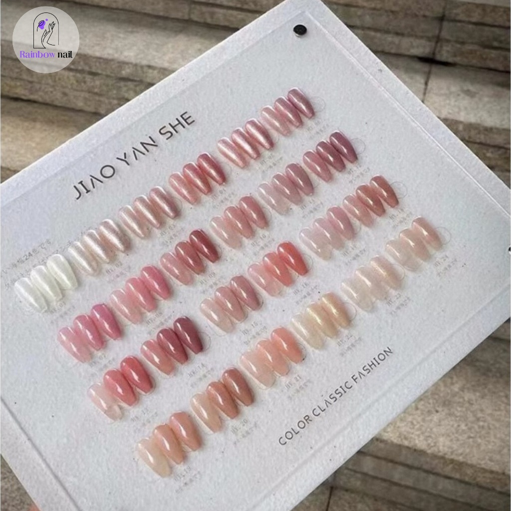 JYS 24 สี  สีเจลชิมเมอร์ (JIAO YAN SHE) 24 สีโทนชมพู แถมชาร์ทอะคริลิคสำเร็จรูป สีเจล ยกเซต พร้อมส่ง