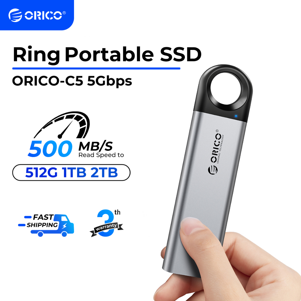 ORICO External SSD 512GB/1TB 500MB/s Type C USB3.2 Gen2 แบบพกพา SSD for iPhone 17 Pro Max (ORICO-C5)