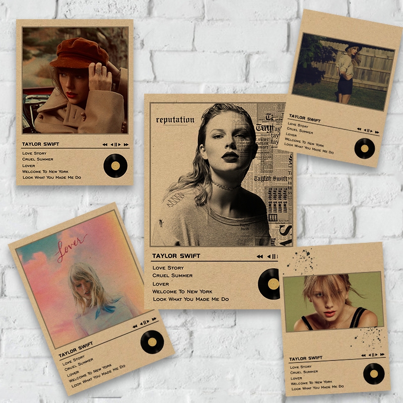 Taylor Swift โปสเตอร์ Rock โปสเตอร์ Hip Hop โปสเตอร์สําหรับห้องนั่งเล่นกระดาษคราฟท์ภาพวาด Art Home W