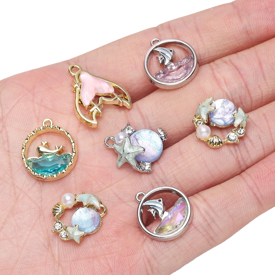 Whale จี้เปลือกหอยปลาดาวจี้ Fishtail จี้ DIY Ocean Series เครื่องประดับทําด้วยมือ 1 ชิ้น
