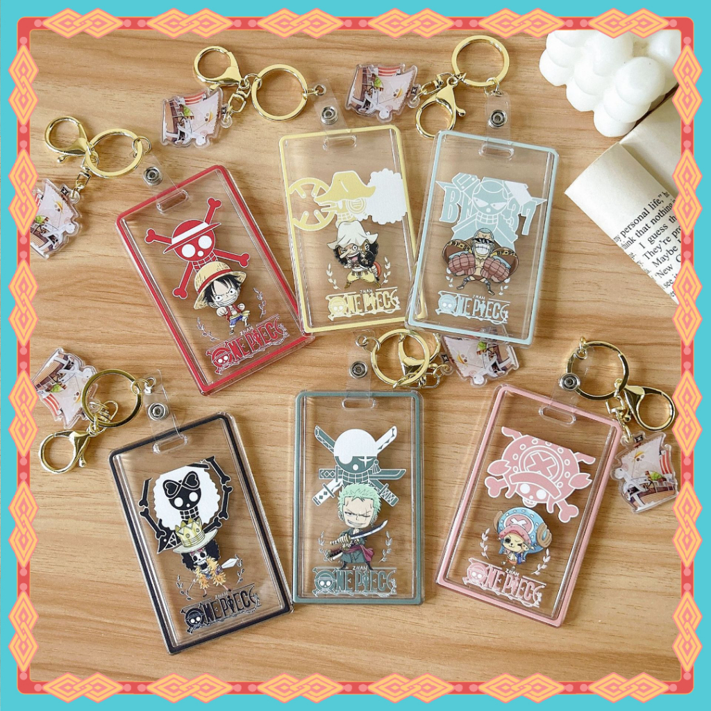 ใหม่ล้าง ONEPIECE Keyfob ที่ใส่บัตรแท็กชื่อ ใส่บัตรประชาชน/ธนาคาร/รถบัส/ควบคุมการเข้าถึง/นักเรียน/ใบอนุญาตทํางาน ป้องกันบัตรสูญหาย