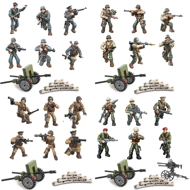 ทหาร minifigure Micro Action Figure รุ่น WW2 ทหารทหาร Series Building Blocks ของเล่น Full Joint Movable ตุ๊กตากองทัพของเล่นเด็กผู้ชาย