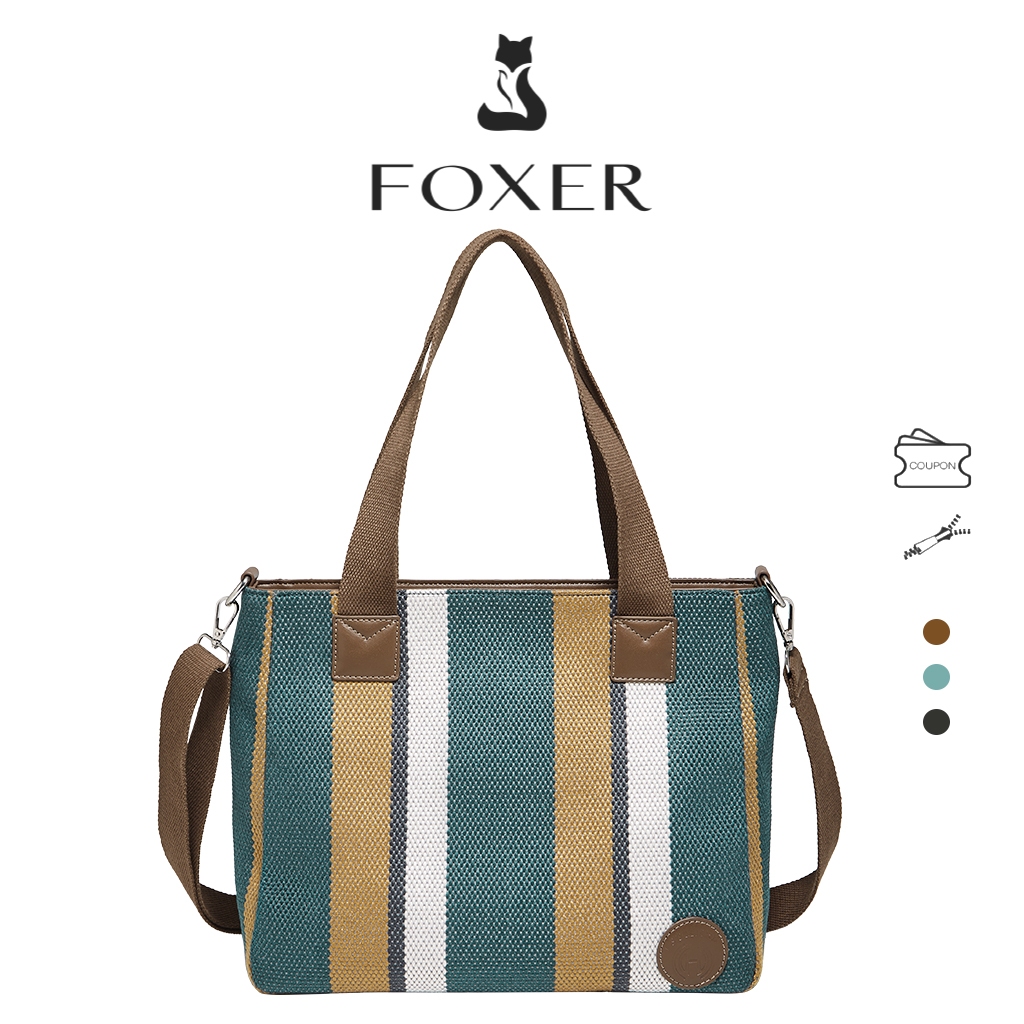 FOXER กระเป๋าสะพายไหล่ทรงใหม่ วัสดุผ้าใบ ความจุขนาดใหญ่ กระเป๋าผู้หญิง