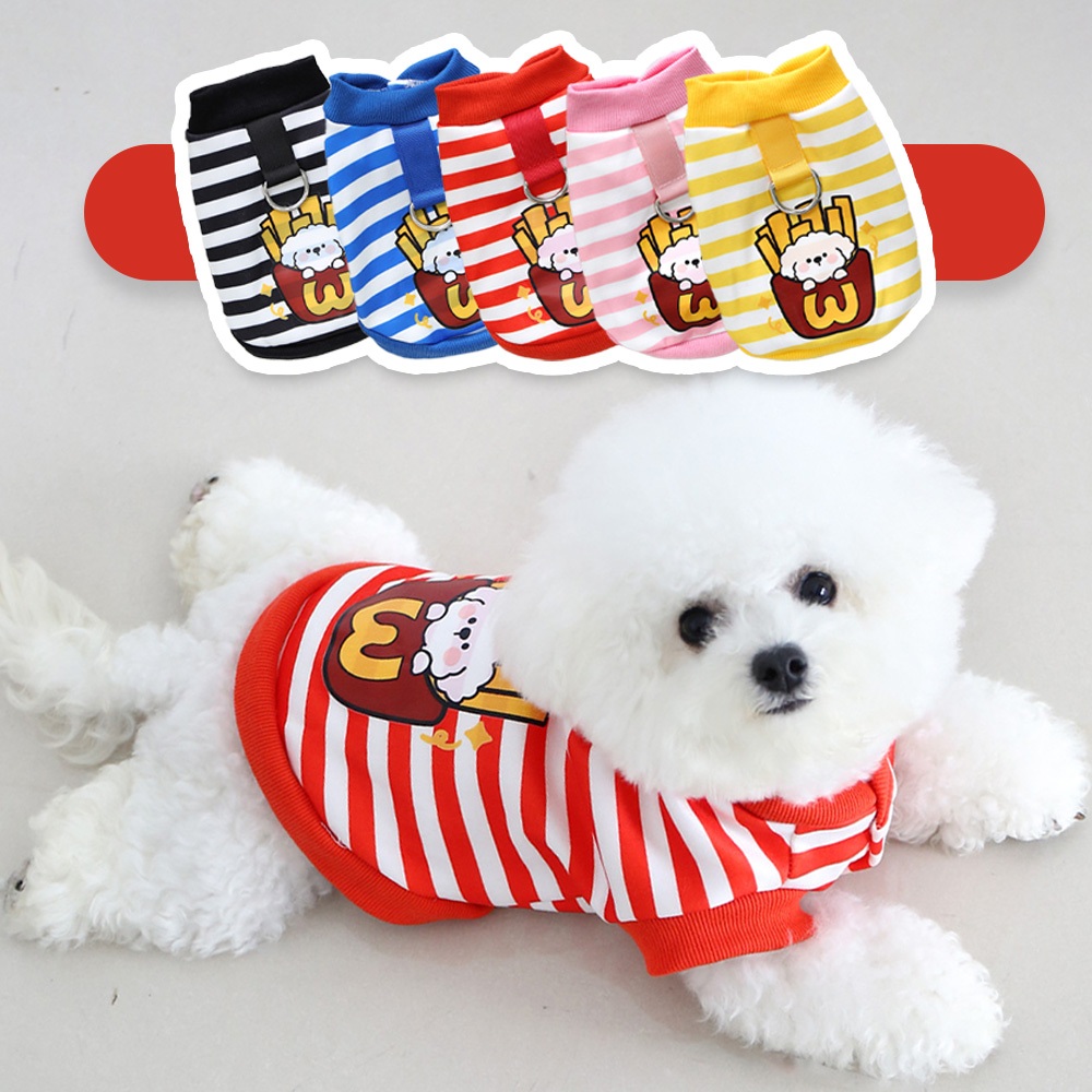 ฤดูใบไม้ร่วงฤดูหนาวซับขนแกะ French Fries Puppy ลายเสื้อสเวตเตอร์ถักแมวสุนัขเสื้อผ้า Traction แหวน Outing แมวสุนัขเสื้อผ้า Universal