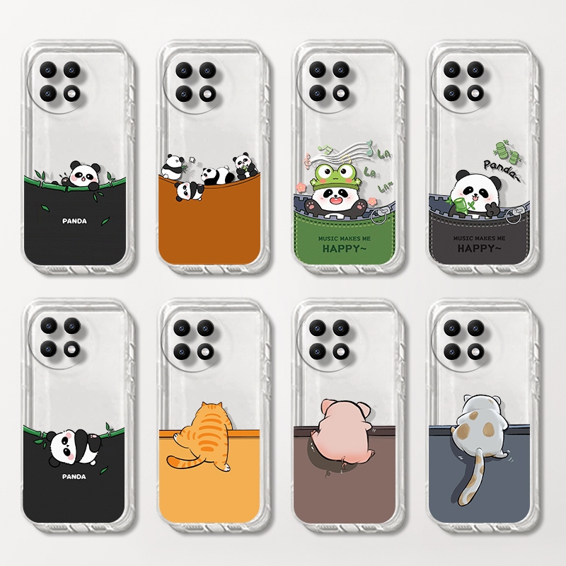 เคสสําหรับ OnePlus 12 11 10 10T 9 8 8T 7 5G PRO panda Simple เคสซิลิโคนใสใสนุ่ม