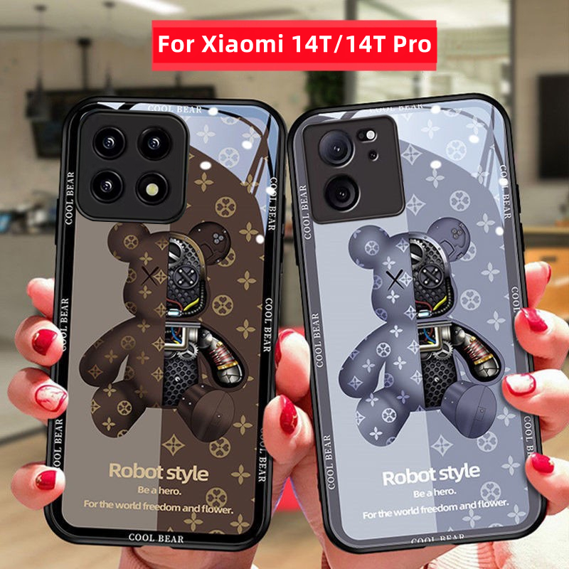 Case for เคส Xiaomi 14T 13T 12T 11T 10T Pro เคส Xiaomi 12 Pro 11 Lite 5G NE หรูหราของเหลวแก้วกันกระแทกและ Drop-Proof เคสโทรศัพท์ 2021 Street แฟชั่นหมี