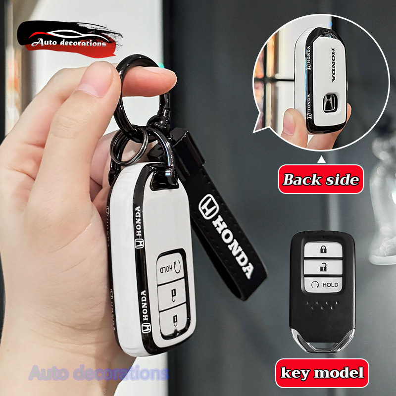 เปลือกขาวขอบดํา Honda wrv 2025 Honda civic hatchback ปลอกกุญแจ Honda 3 ปุ่ม เคสกุญแจรถ พวงกุญแจฮอนด้า