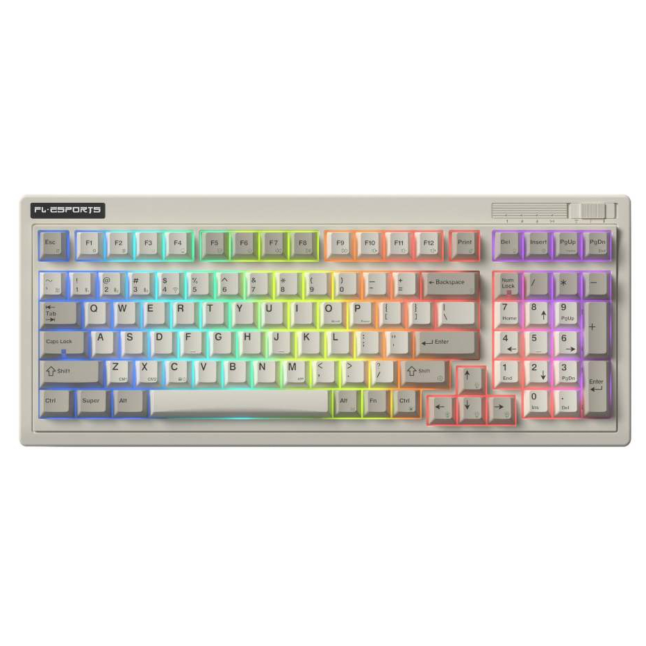 Fl-esports OG98 Tri-Mode Mechanical Keyboard 98 Keys Retro Printing Programmable Hot-Swap Keyboard