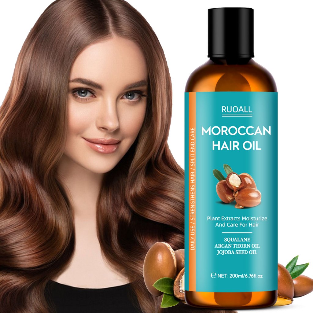 Moroccan Argan Treatment Hair Oil for Hair Care and Repair, Extra Strength Argan Treatment Hair Oil Treatment for Split Ends, Frizzy Hair และ Flyaways-6.76fl.oz