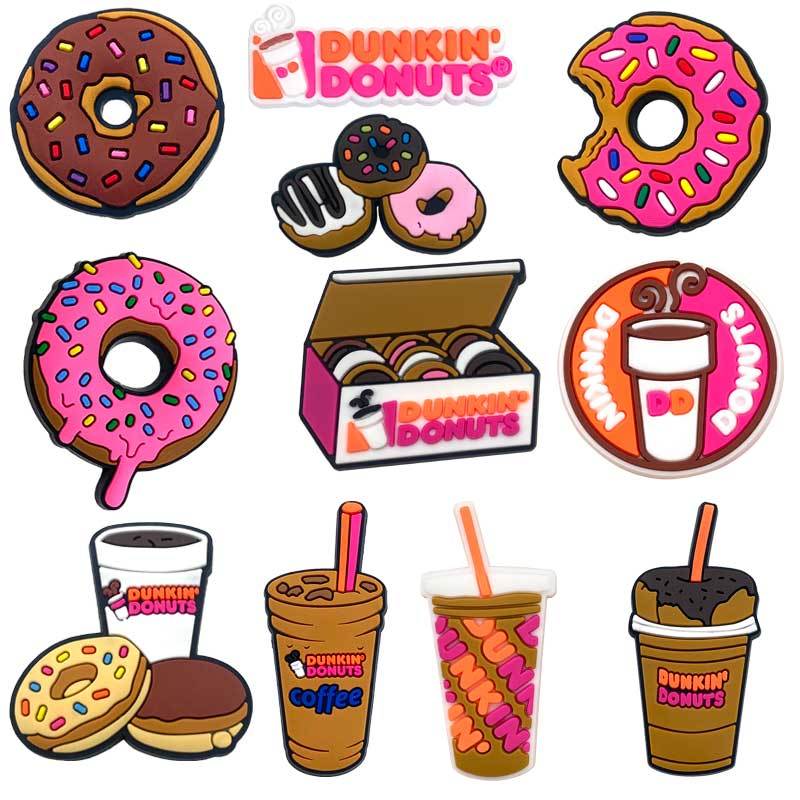 Dunkin Donuts กาแฟ donut รองเท้า Charms รองเท้าแตะอุปกรณ์เสริม jibz Garden รองเท้าหัวเข็มขัดตกแต่งสํ