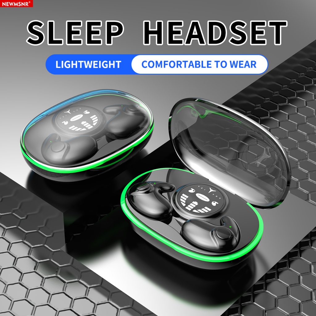 Newmsnr Sleep ไร้สายบลูทูธ 5.3 ชุดหูฟัง Ear-mounted Ultra-long Endurance หูฟังสมาร์ทลดเสียงรบกวน HIFI คุณภาพเสียงหูฟังกันน้ํา Sweat-proof หูฟัง