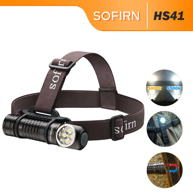 Sofirn HS41 5000K 4000 Lumens ไฟหน ้ าแบบชาร ์ จไฟได ้ USB C ไฟหน ้ ามุมขวาที ่ มีประสิทธิภาพ