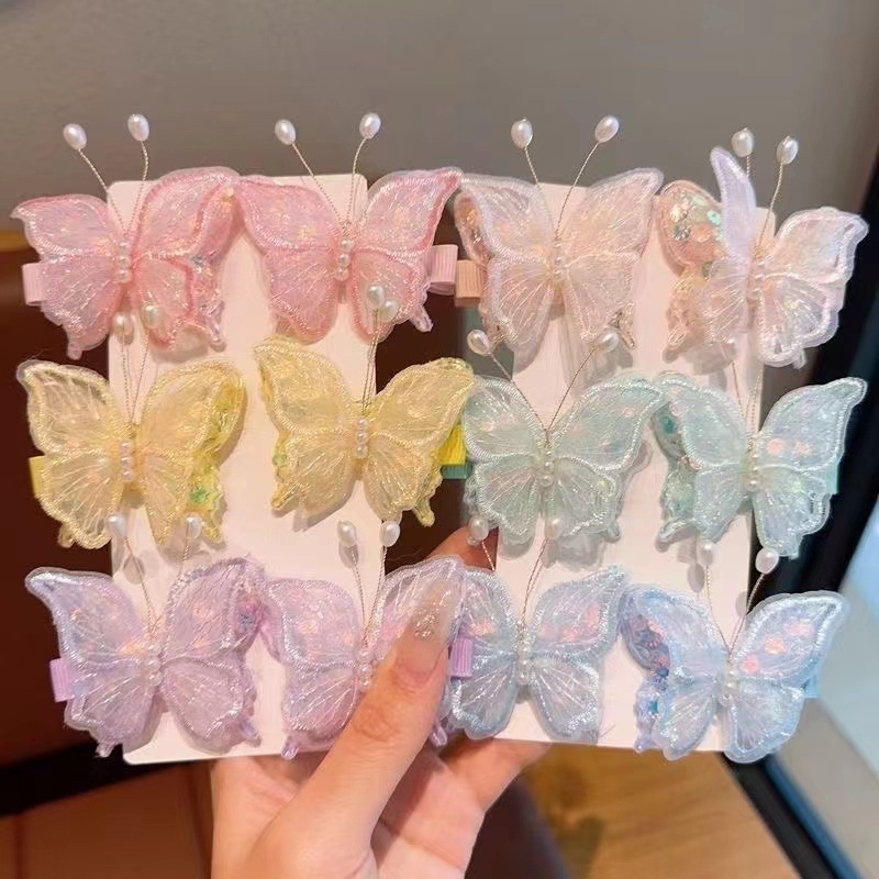 Large butterfly hair clip, cute girl hair accessory set, colorful fashionable hair clip