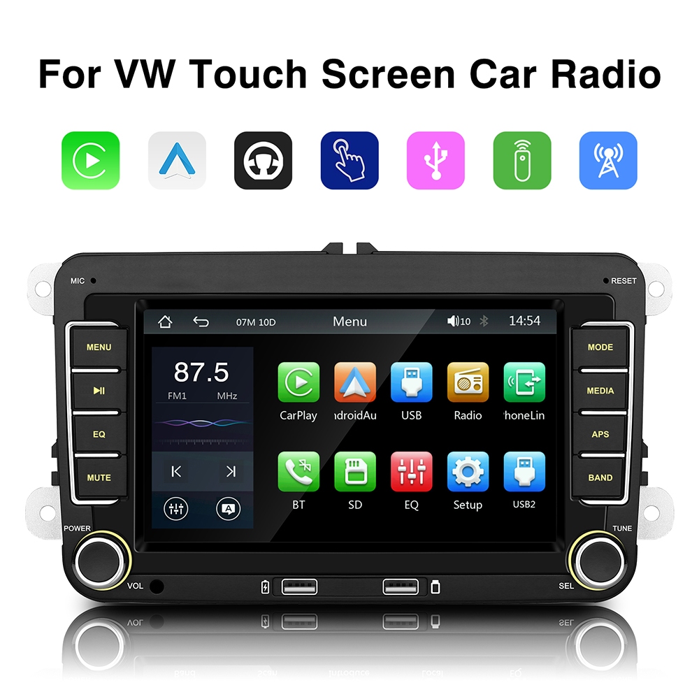 Vw 7 นิ้ว Universal รถสเตอริโอ CarPlay Head Unit บลูทูธวิทยุ FM GPS สําหรับ VW Passat Golf MK5 MK6 Jetta T5 EOS POLO Touran ที่นั่ง Sharan