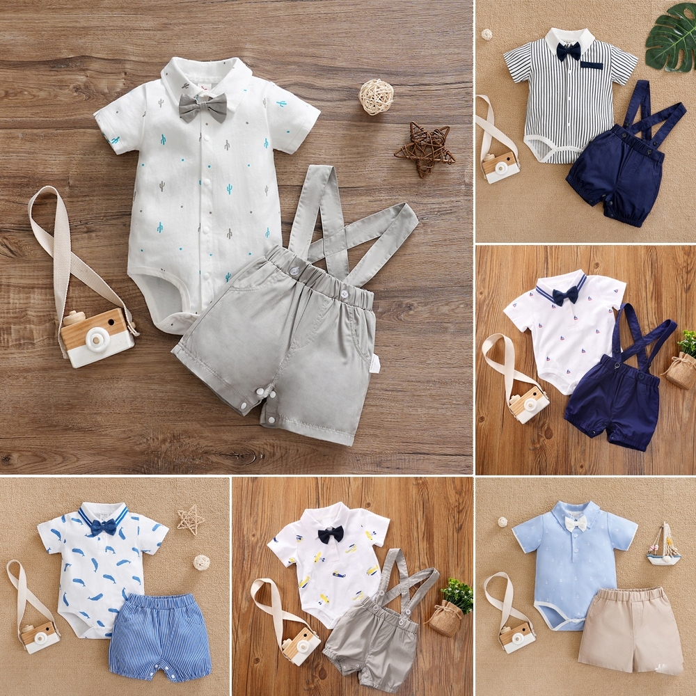 0-24m เด็กทารกเสื้อผ้าชุดแขนสั้นน่ารักการ์ตูนพิมพ์ชุดเด็ก Oodd สําหรับ Baptism christening