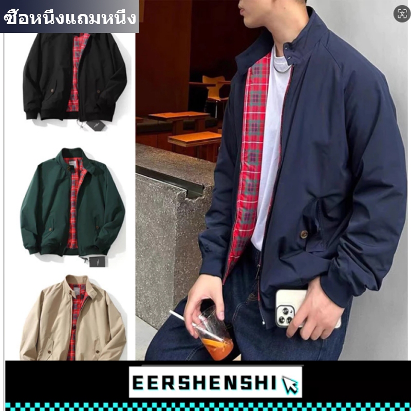 EERSHENSHI เสื้อโค้ทผู้ชายสองด้านลายสก๊อตสไตล์เกาหลีเสื้อลําลองทุกการแข่งขัน