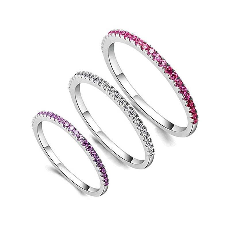 3 สี 925 เงินสเตอร์ลิง CZ แหวนนิ้วมือสําหรับผู้หญิงแหวนเพชรหญิงงานแต่งงานเครื่องประดับของขวัญ
