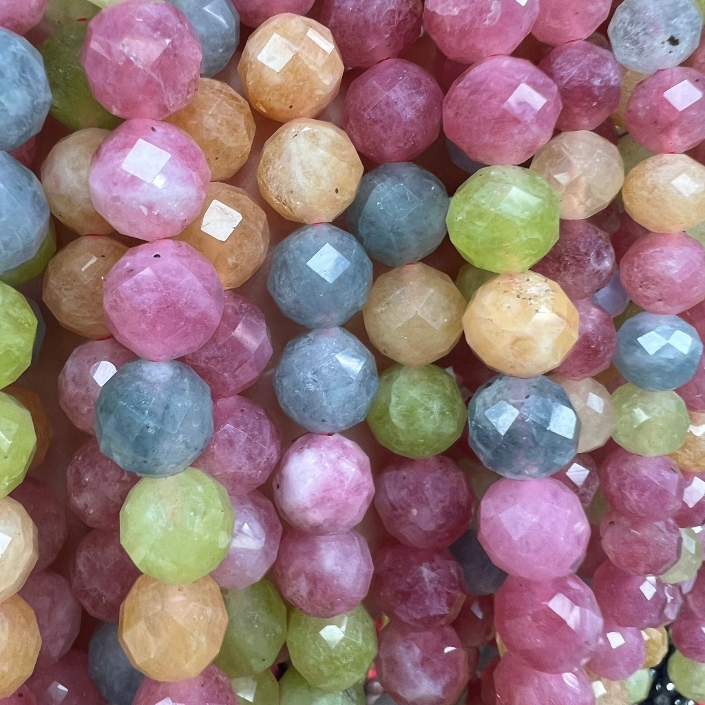 Faceted สี Chalcedony หินตัดรอบหลวม Spacer ลูกปัด 6/8/10 มม.สําหรับเครื่องประดับทํา