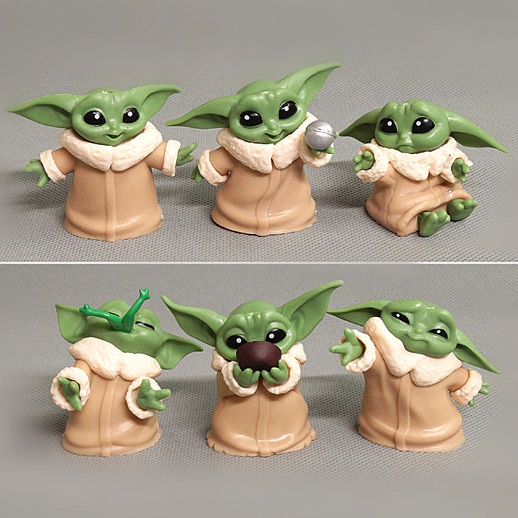 6 ชิ้น/เซ็ต 6-7 ซม.อะนิเมะ Star Wars รูป Yoda เด็ก Force Mandalorian รุ่น Q PVC Action Figures ตุ๊กตาของเล่นเด็กของขวัญ