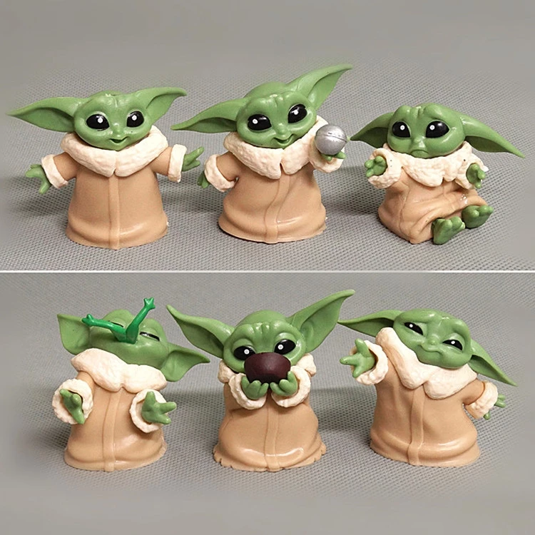 6 ชิ้น/เซ็ต 6-7 ซม.อะนิเมะ Star Wars รูป Yoda เด็ก Force Mandalorian รุ่น Q PVC Action Figures ตุ๊กตาของเล่นเด็กของขวัญ