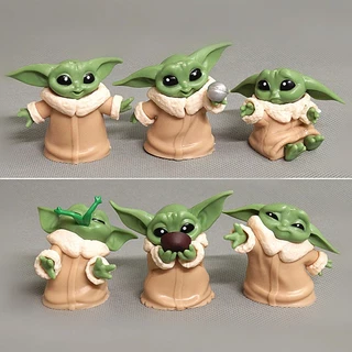 6 ชิ้น/เซ็ต 6-7 ซม.อะนิเมะ Star Wars รูป Yoda เด็ก Force Mandalorian รุ่น Q PVC Action Figures ตุ๊กตาของเล่นเด็กของขวัญ
