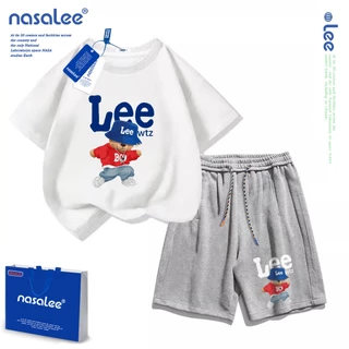 NASAชุดแฟชั่นเด็ก เสื้อยืดแขนสั้น กางเกงขาสั้นเด็ก กางเกงขาสั้นสบายๆ ผ้าฝ้าย 100% นุ่มสบาย