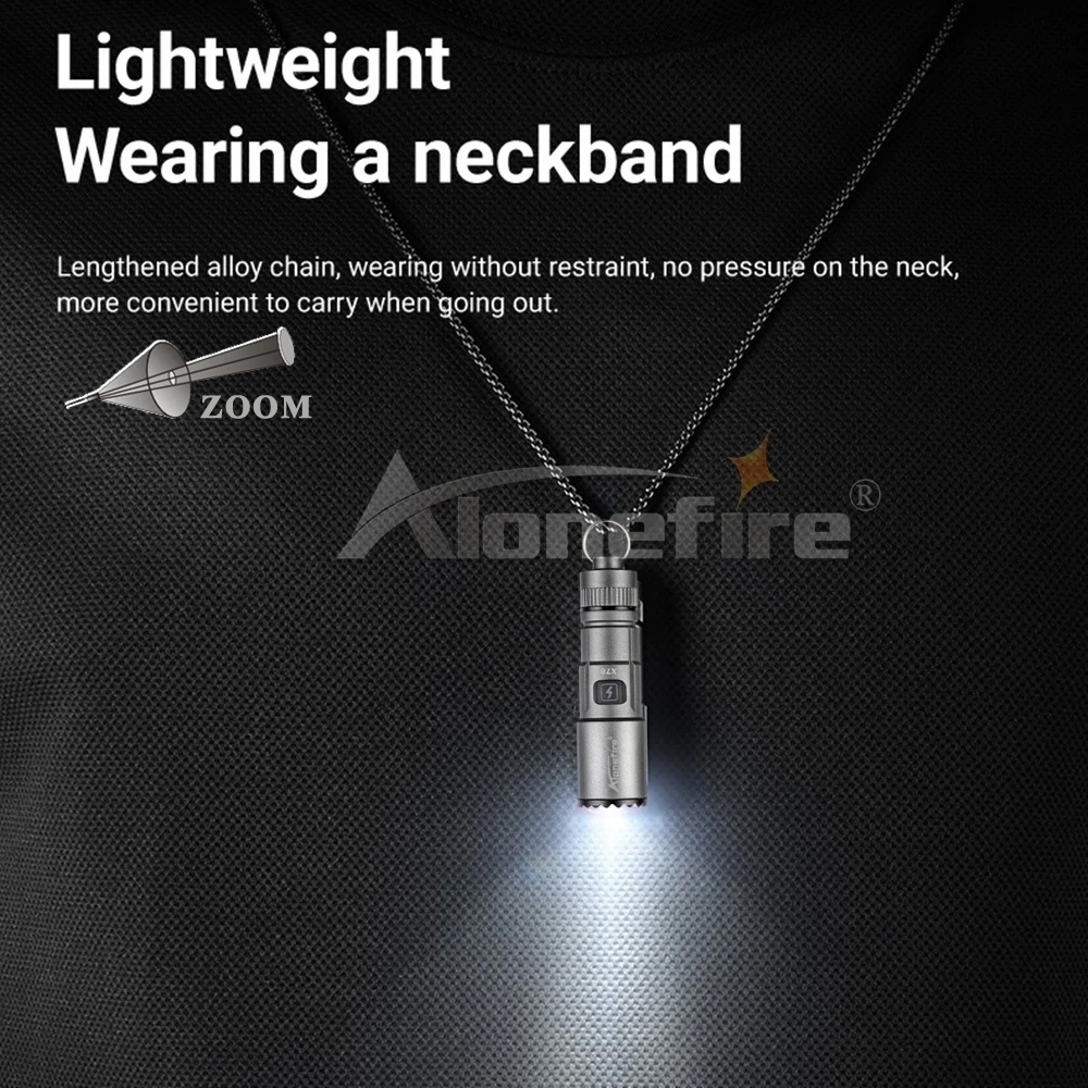 Alonefire X76 Mini ซูม EDC ไฟฉายขนาดเล็ก USB ชาร์จไฟฉายกลางแจ้ง Camping เดินป่าไฟฉุกเฉินสํารองพวงกุญแจไฟ