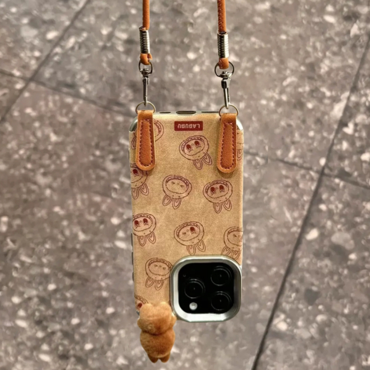 ซองหนังแบบนุ่ม/สร้อยข้อมือ+ฟิกเกอร์หรูหรา/สีน้ําตาลเข้ากันได้กับเคส Iphone 11 12 13 14 15 16 pro max