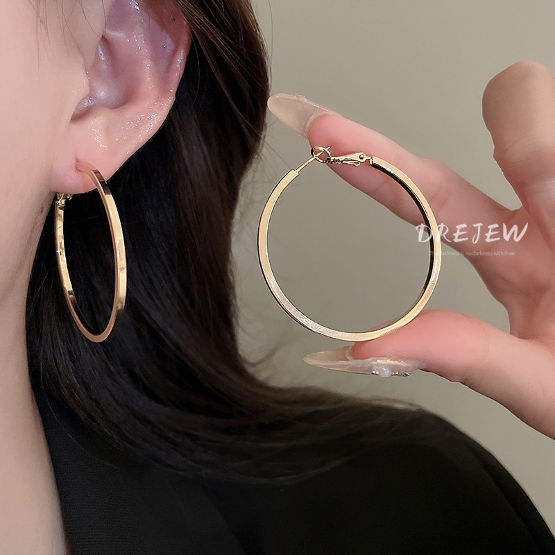DREJEW เดรช เข็มเงินวงกลมเรขาคณิตต่างหูโลหะยุโรปและอเมริกาโอ้อวดออกแบบต่างหู