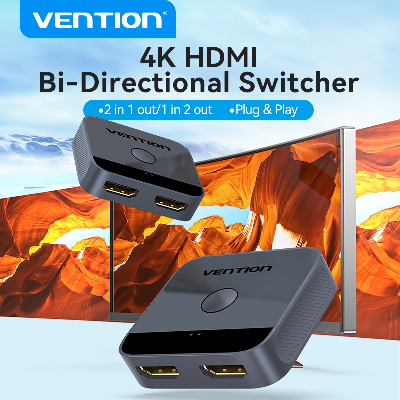Vention HDMI 2.0 Swict 4K HDMI Switcher 2 in 1 Out สําหรับ Mi Box TV Box PS5/4 เครื่องเล่น Blu-Ray F