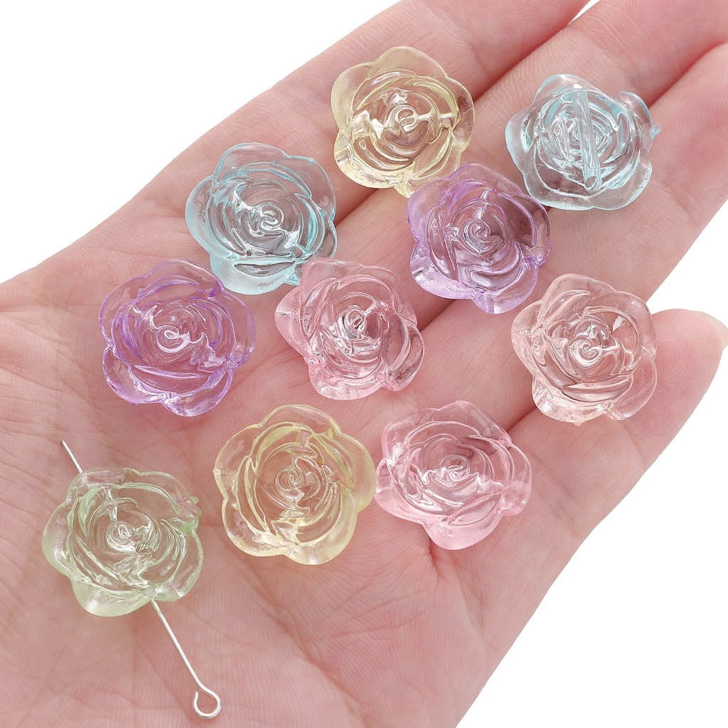 [18 มม.] สีสัน Rock Candy Rose อะคริลิคโปร่งใส Rose DIY สร้อยข้อมืออุปกรณ์เสริมโซ่