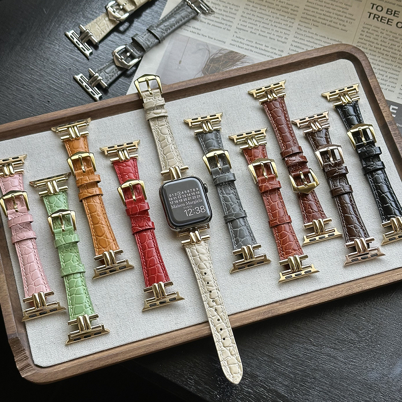 โลหะ Anton สไตล์ iWatch สายสําหรับ Apple Watch สาย Series10 9 8 7 6 5 4 3 21,SE,SE2,Ultra สายประณีตหนัง i สายนาฬิกาขนาด 46 มม.49 มม.41 มม.45 มม.40 42 มม.44 มม.