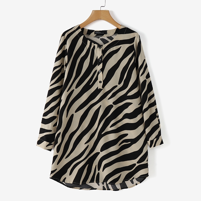 Zanzea เสื้อเบลาส์คอกลมแขนยาวลําลองสไตล์เกาหลีสําหรับผู้หญิง