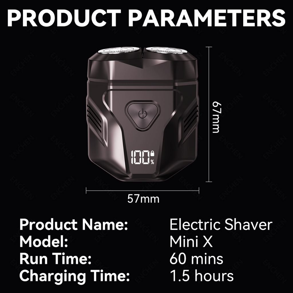 ENCHEN Electric Shaver Mini X เครื่องโกนหนวด ที่โกนหนวดไฟฟ้า เครื่องโกนหนวดมินิ ไฟฟ้าหัวตัดแม่เหล็กจอแสดงผลดิจิตอล 100% เครื่องโกนหนวดกันน้ํา - รูปที่ 4