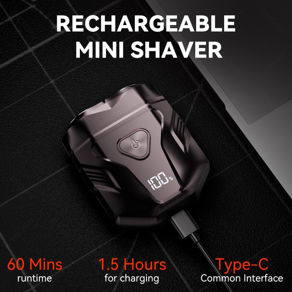 ENCHEN Electric Shaver Mini X เครื่องโกนหนวด ที่โกนหนวดไฟฟ้า เครื่องโกนหนวดมินิ ไฟฟ้าหัวตัดแม่เหล็กจอแสดงผลดิจิตอล 100% เครื่องโกนหนวดกันน้ํา - รูปที่ 6