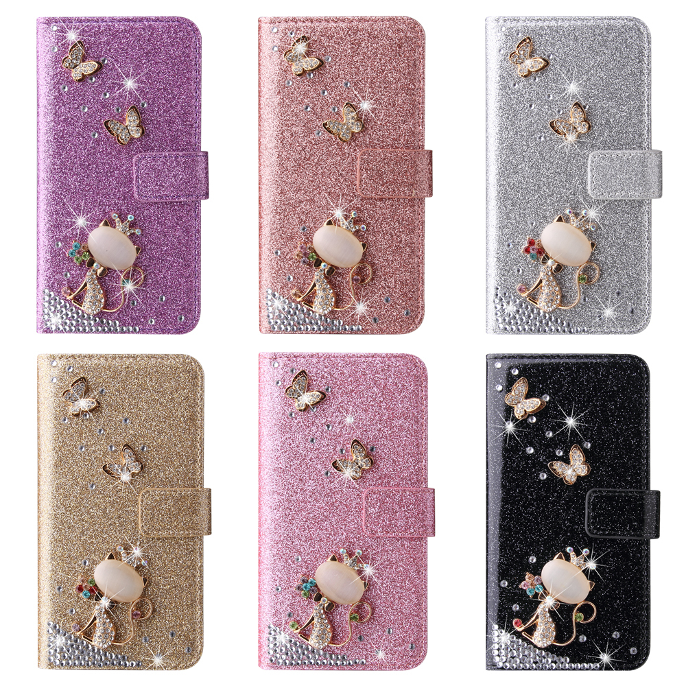 Shiny Fox สําหรับ Samsung Galaxy A06 A16 A05S A55 A35 A15 A54 A34 A14 A13 S24 FE S23 Ultra PU หนัง Slim Diamond Flip Cove