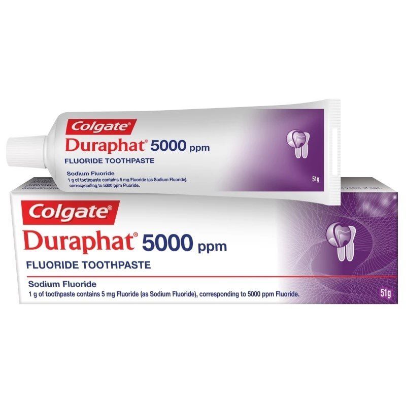 หมดอายุปี 2027+Colgate Duraphat ยาสีฟันฟลูออไรด์สูง 5000ppm สำหรับจัดฟัน ฟันผุ เสียวฟัน คอลเกต 51g