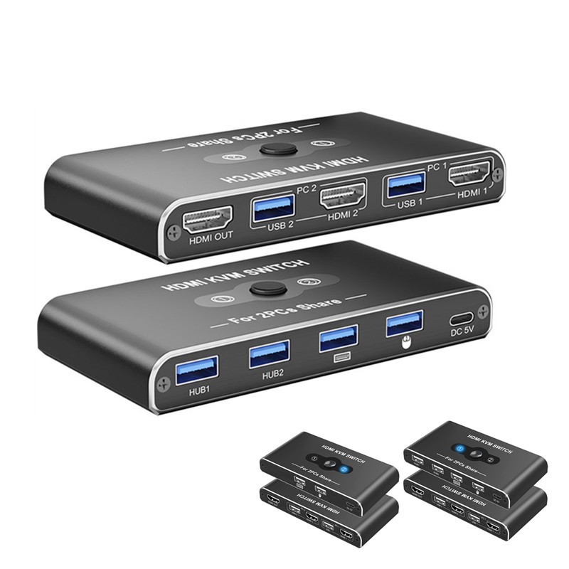 Hdmi 2.0 KVM Switcher USB2.0/3.0 HDIM 2 อินพุต 1 เอาต์พุต 4K 60Hz 2PC Sharing 1 คีย์บอร์ดเมาส์