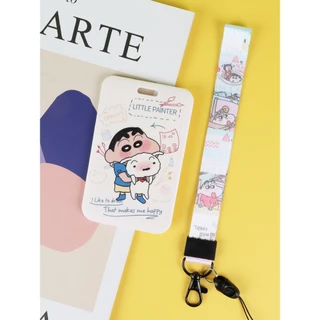 ป้ายชื่อการ์ดCrayon Shin Campus Card Cover โรงเรียนอนุบาล Pick-up Card Holder Meal Card Student Case Access Control Protective Case บัตรพนักงานแนวนอนหน้าอกพจนานุกรม