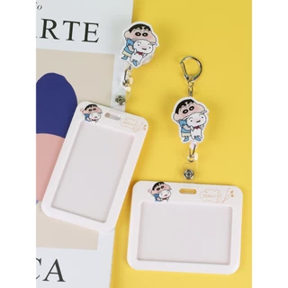 ป้ายชื่อการ์ดCrayon Shin Campus Card Cover โรงเรียนอนุบาล Pick-up Card Holder Meal Card Student Case Access Control Protective Case บัตรพนักงานแนวนอนหน้าอกพจนานุกรม