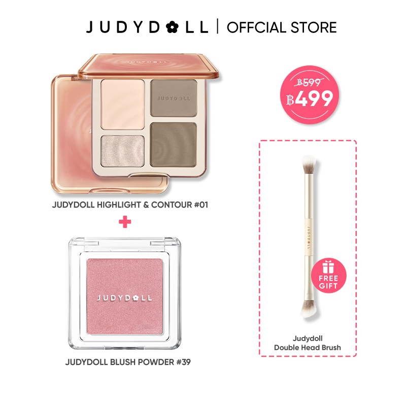 【Get Extra Gift on 1212-1217】3 In 1 Judydoll Special BundleHighlighter Palette+บลัชออน+แปรงฟรี