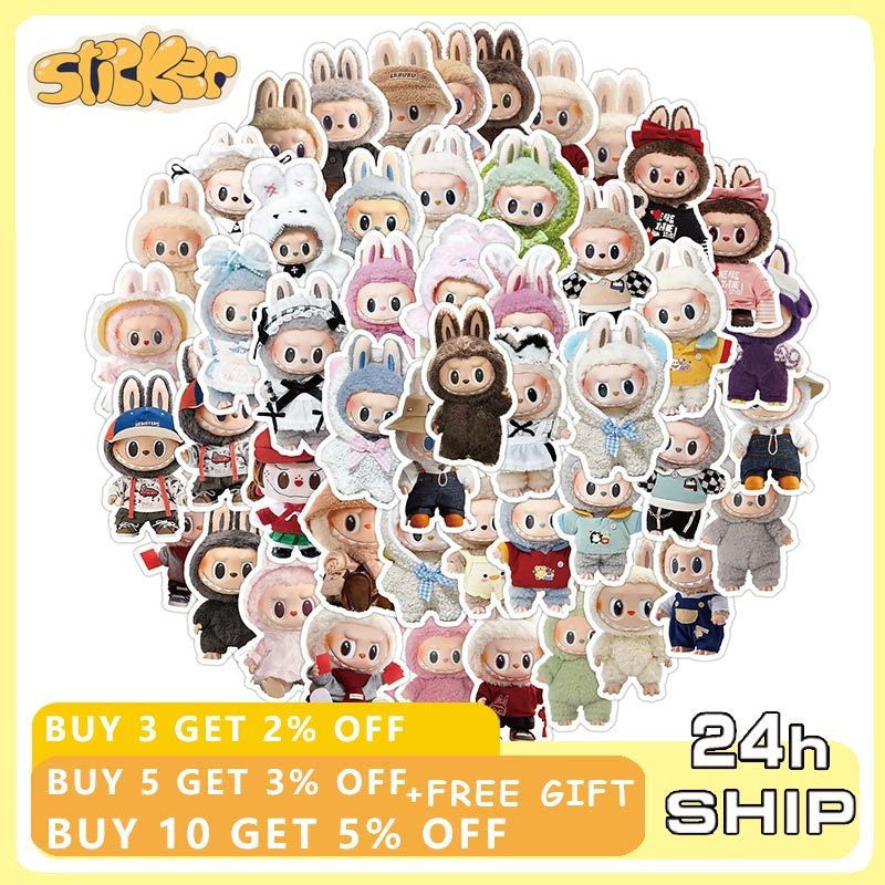 50 ชิ้น Labubu Monster การ์ตูนน่ารักสติกเกอร์ขวดน้ําแล็ปท็อปสเก็ตบอร์ดสมุดภาพอะนิเมะสติกเกอร์