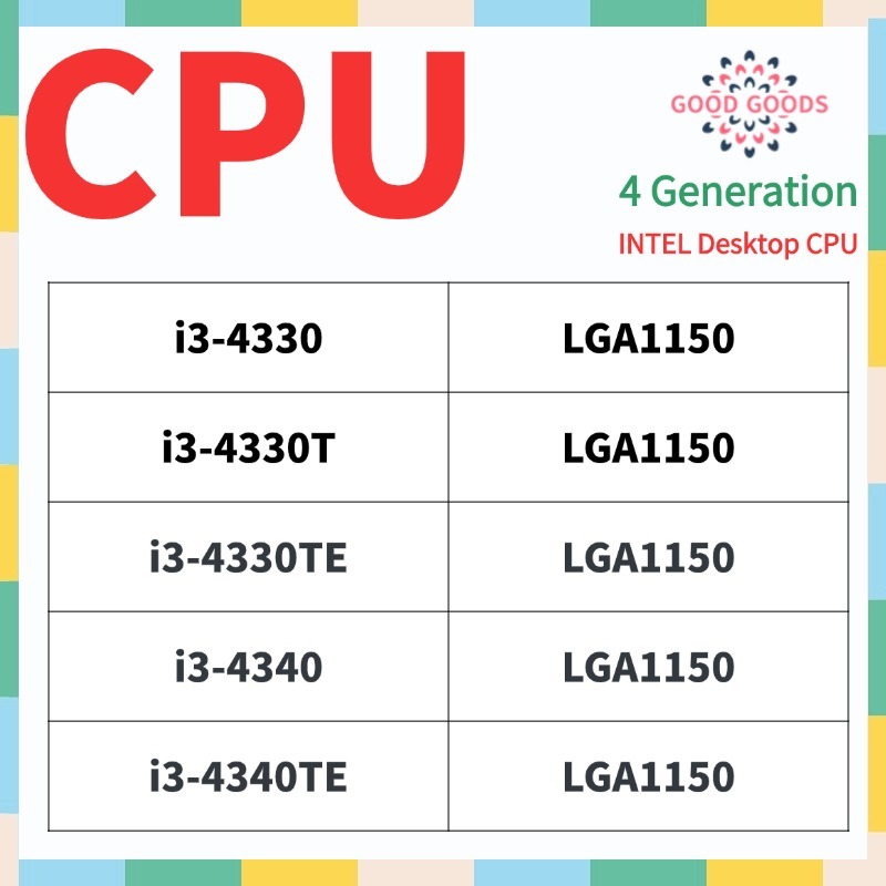 I3-4330 i3-4330T i3-4330TE i3-4340 i3-4340TE 4th generation INTEL Core เดสก์ท็อป CPU LGA1150