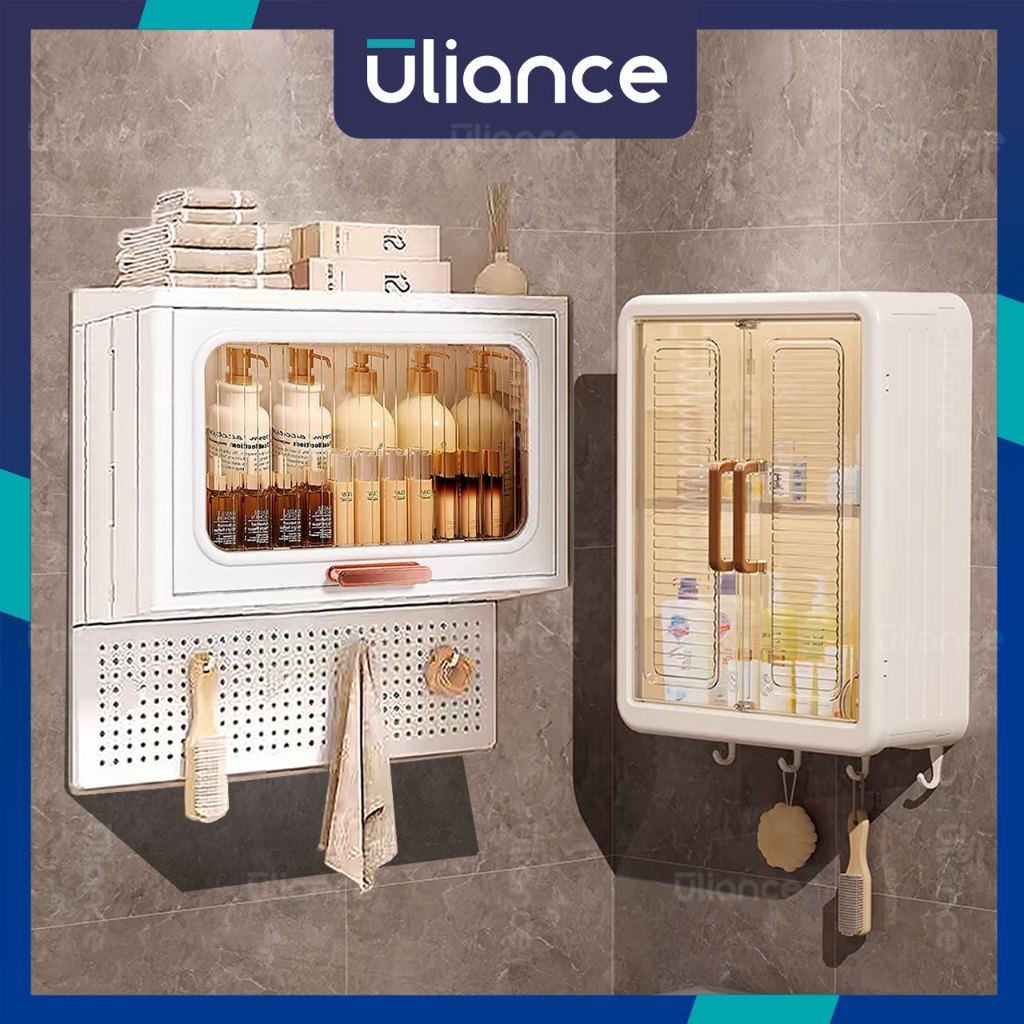 Uliance ชั้นติดผนัง ชั้นวางเครื่องสำอางในห้องน้ำ สามชั้น ตู้ติดผนังในห้องน้ำ ตู้แขวนห้องครัว