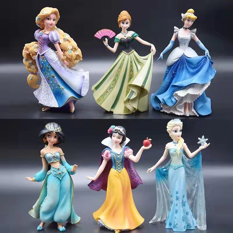1 ชิ้น 19-20 ซม.Disney Princess Snow White Jasmine Anna Rapunzel Cinderella Elsa Adult Edition PVC Action Figure ของเล่นตุ๊กตาของเล่นสะสม