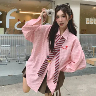 Hermarou เสื้อเชิ้ตผู้หญิงแขนยาวผ้าบางเสื้อแจ็คเก็ตลายสก๊อตย้อนยุคหลวมด้านบน (ผูก+ป้าย)