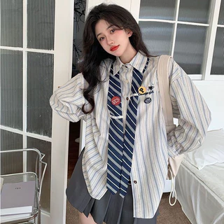 Hermarou เสื้อเชิ้ตผู้หญิงแขนยาวผ้าบางเสื้อแจ็คเก็ตลายสก๊อตย้อนยุคหลวมด้านบน (ผูก+ป้าย)