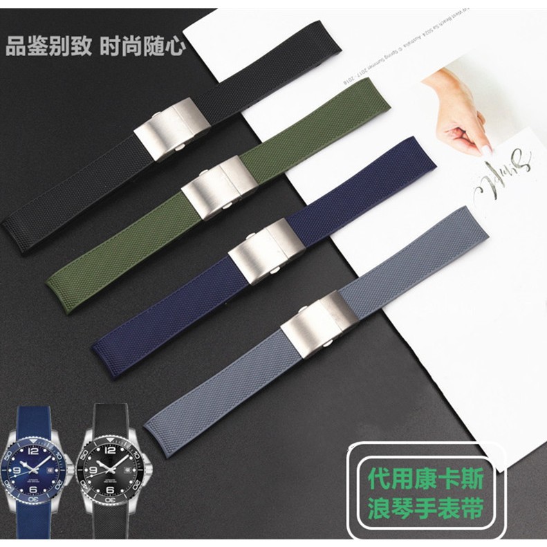 ทดแทน Longines Longines Longines Longines L3.742/644 กีฬาดําน้ํายางซิลิโคนสายนาฬิกาสร้อยข้อมือผู้ชาย